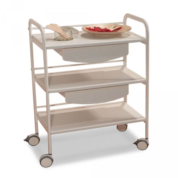 CabiLine equipment trolley Large, with 3 trays, completely in white