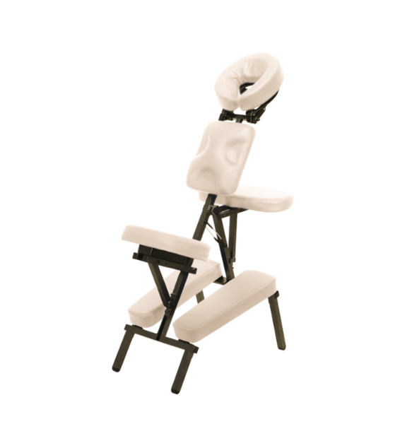 Portable massage chair in cream, including trolley bag, dimensions: 97 x 76 x 23 cm