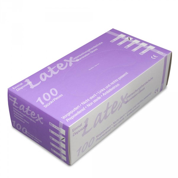 Latex gloves, slightly powdered, size M, 100 pieces