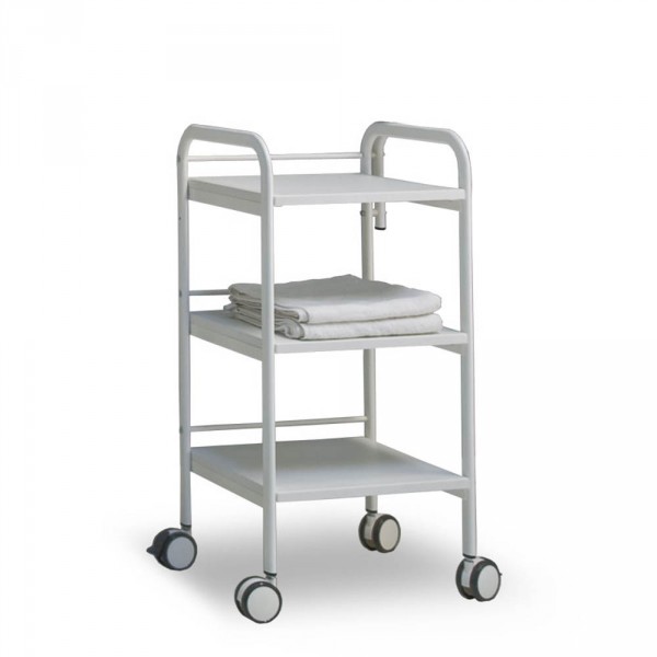 Equipment trolley CabiLine Small, with 3 tiers, 400 mm width, in white