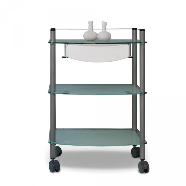 Lamica Glass Décor equipment trolley, with 3 glass trays and titanium tubing