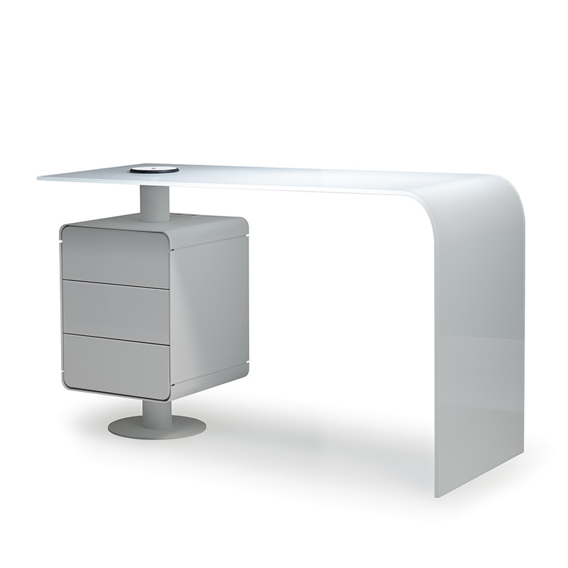 Table Manucure DISTAL 2 caissons Bois Blanc - Table manucure