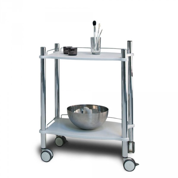 Equipment trolley LamicaDecor, 2 tiers, white/chrome